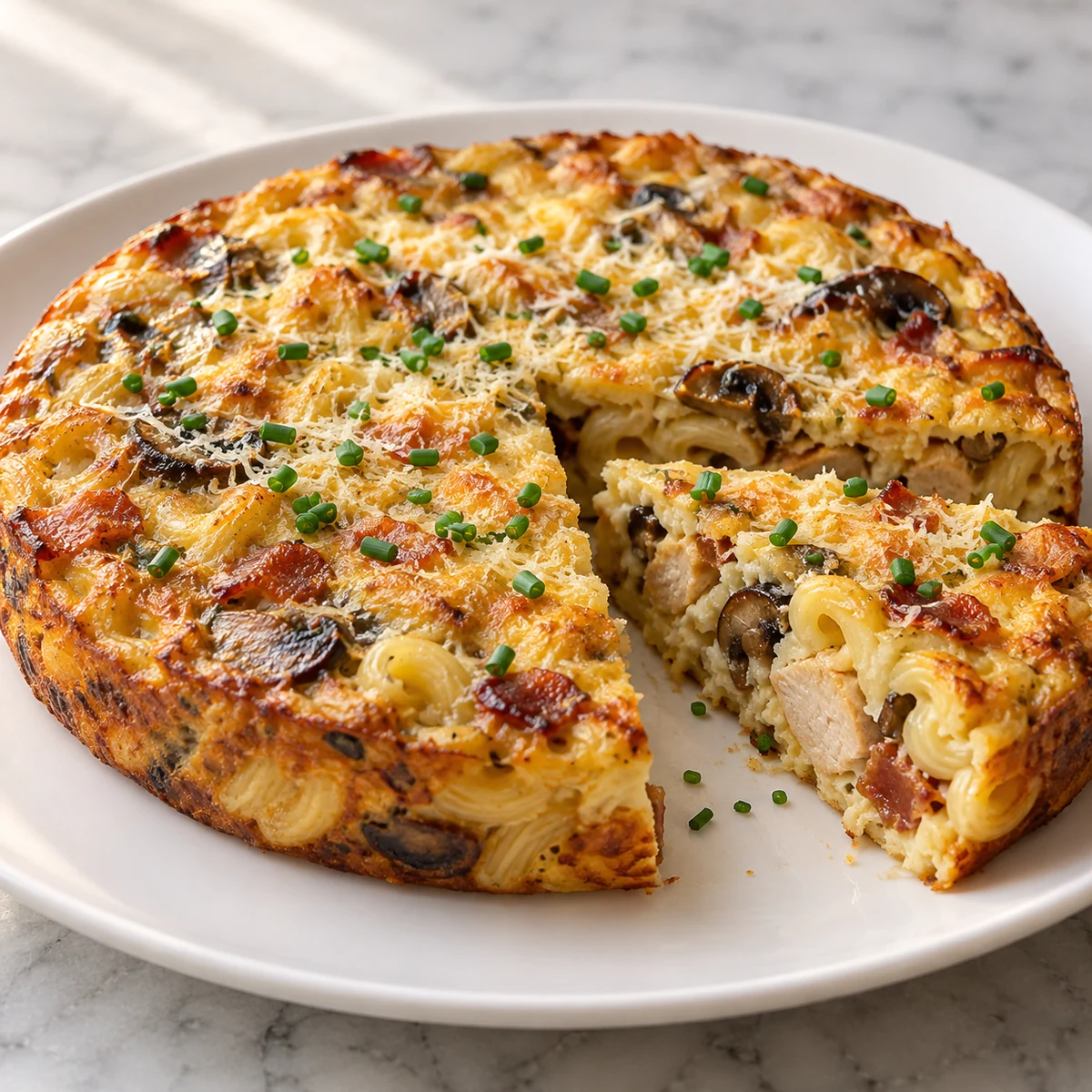 Finished Savory Coq‑au‑Vin Pasta Frittata (breakfast or brunch)
