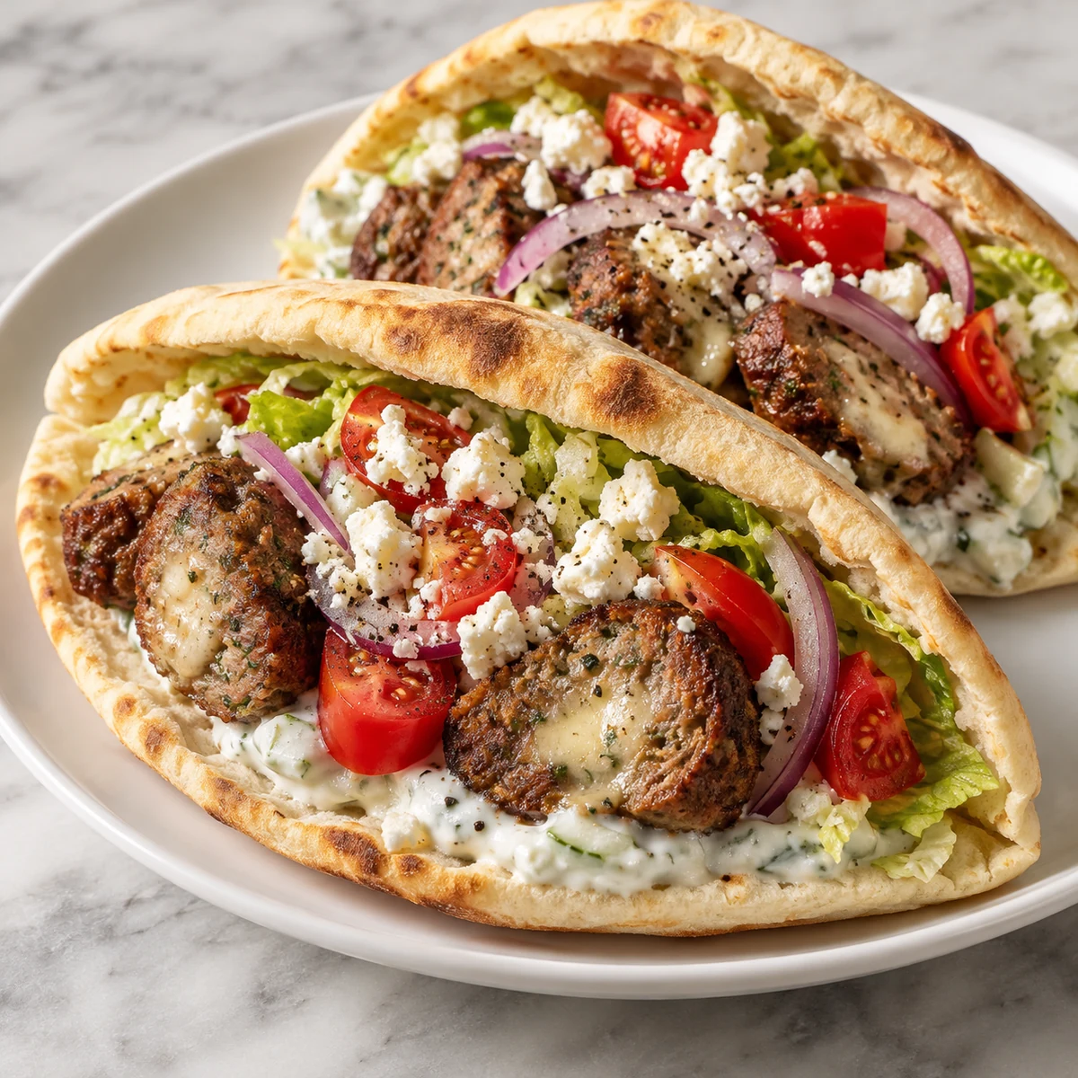 Finished Greek Meatloaf Pita (fast gyro-style pita sandwiches)