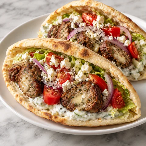 Greek Meatloaf Pita (fast gyro-style pita sandwiches)
