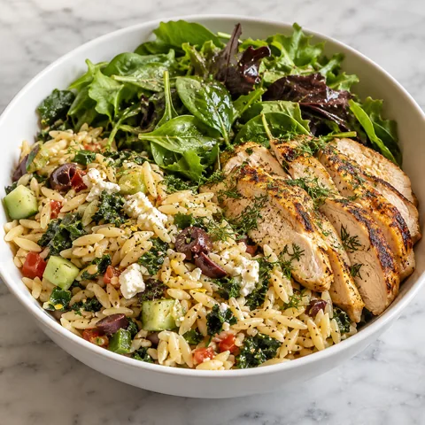 Finished Greek Orzo Power Bowl (make 2 bowls)