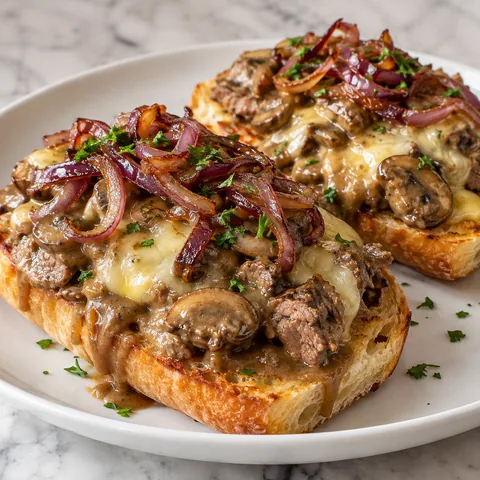 Salisbury Steak Melt Sandwiches (pub-style open-face or closed)