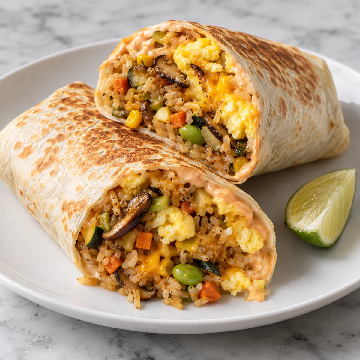 Finished Miso Fried Rice Breakfast Burrito (2 servings / 2 burritos)