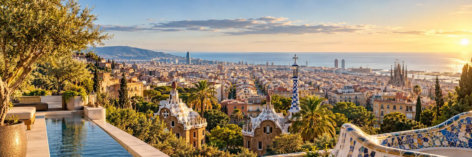 Modern panoramic view of Barcelona and its distinctive architecture