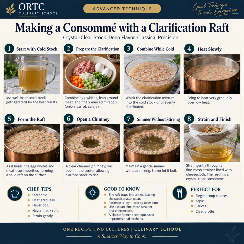 Making a Consommé with a Clarification Raft