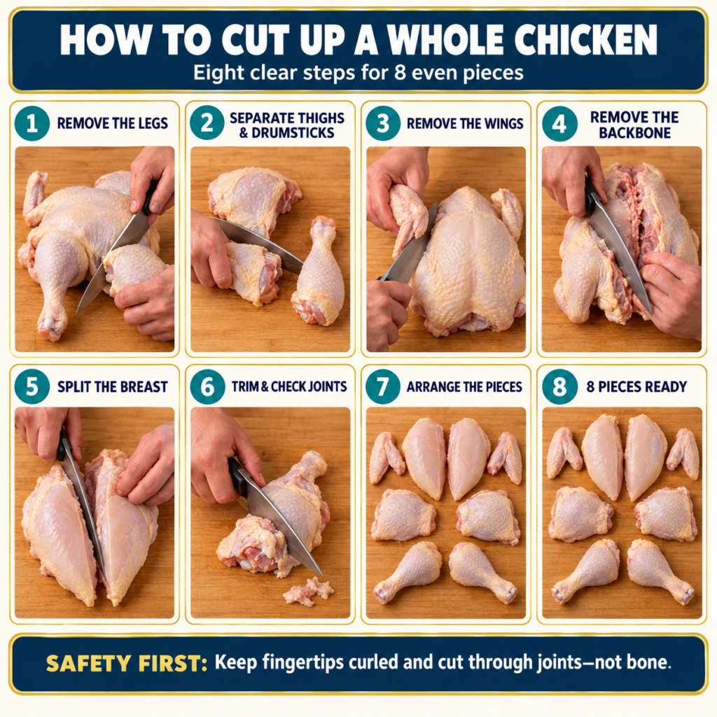 How to Cut Up a Whole Chicken in 8 Pieces