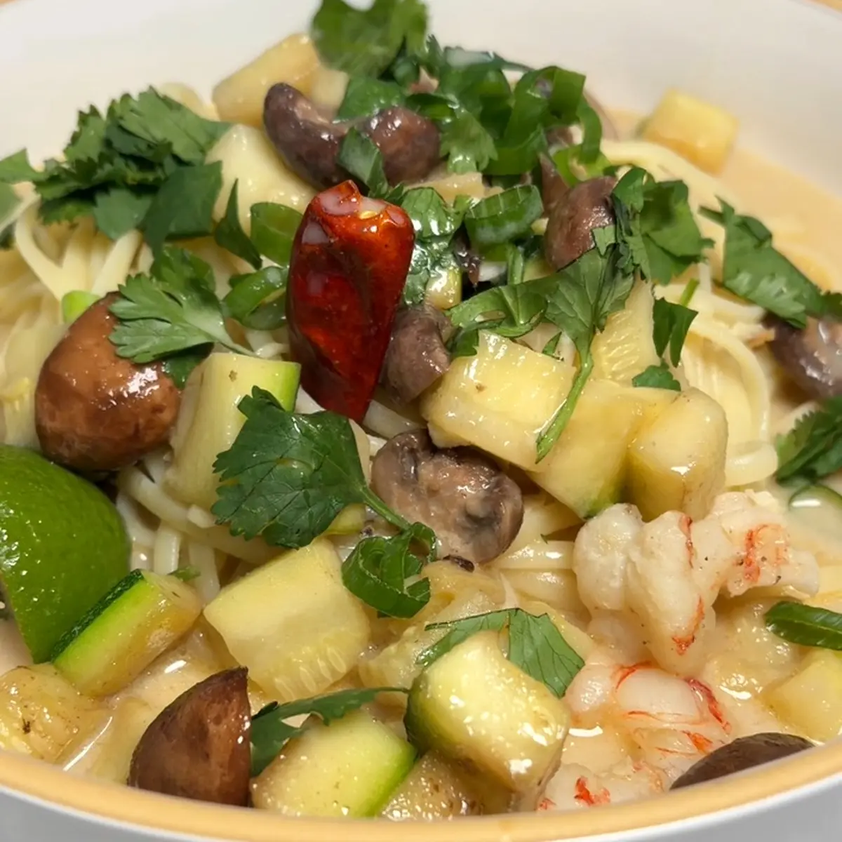 Tom Kha Shrimp Linguine Bowls