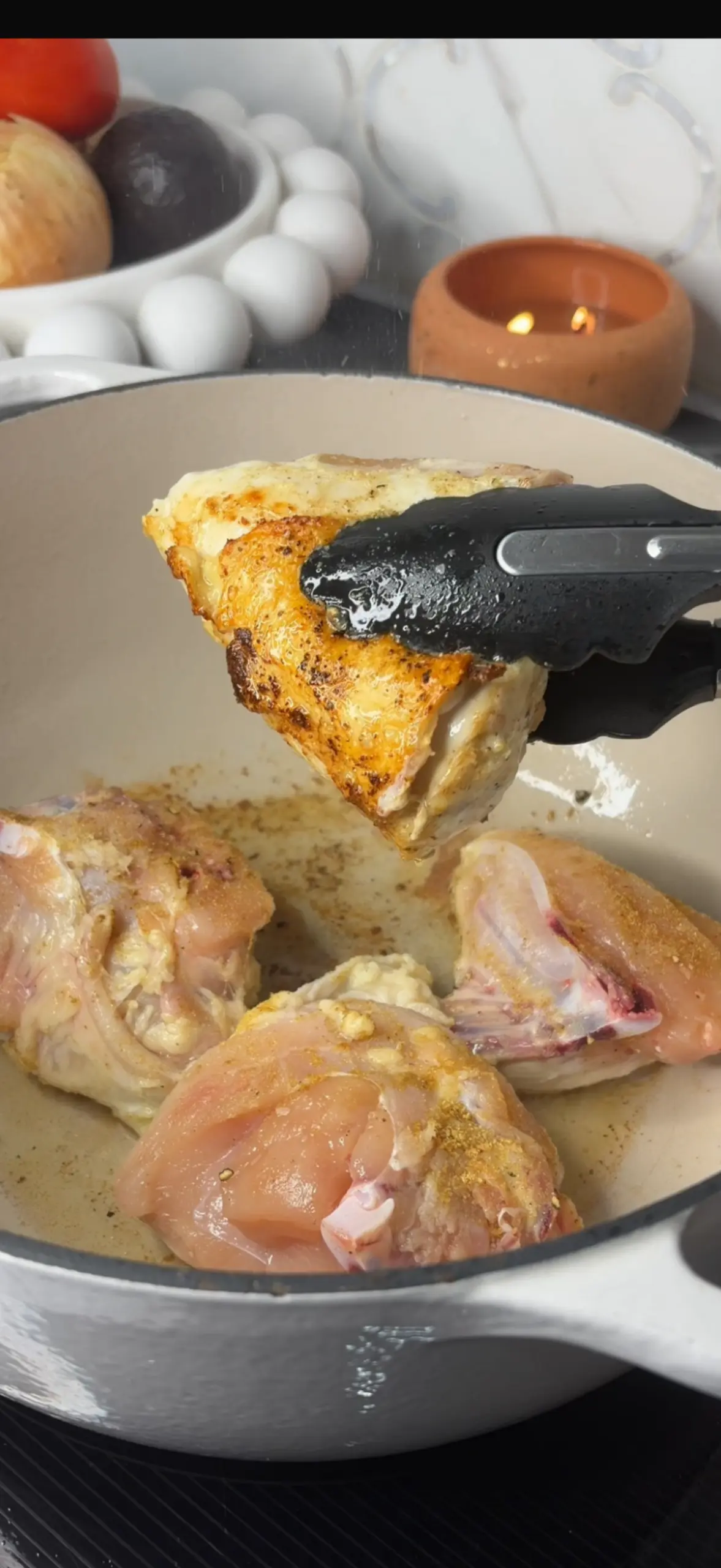 Preparation step for Mexican-Inspired Fricassee Chicken.
