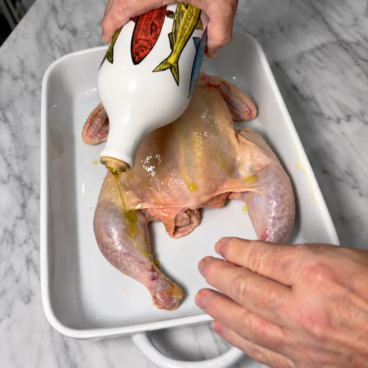 Preparation step for Thai Lemongrass Chicken Au Poivre.