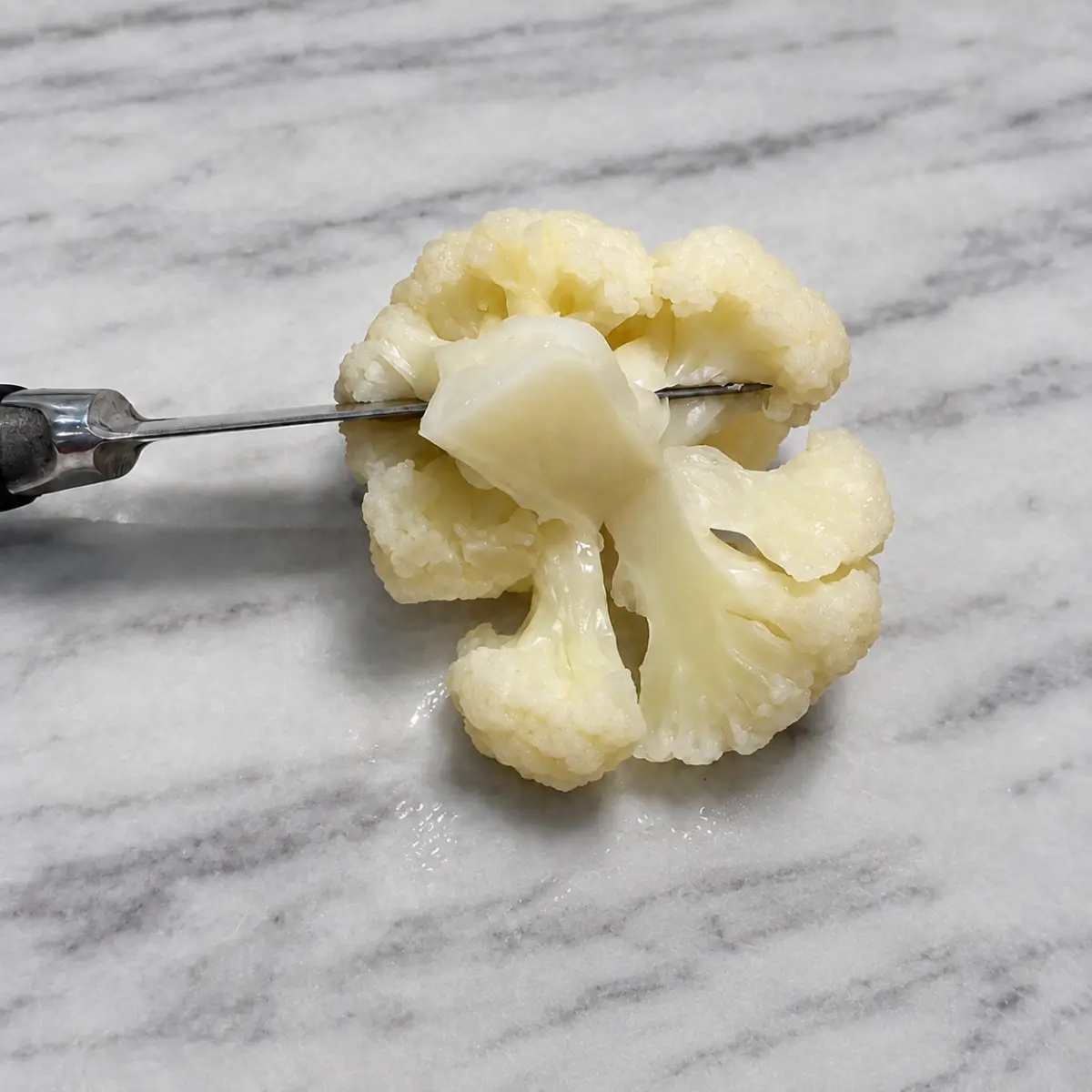 Preparation step for Parmesan Pepper Cauliflower Mash.