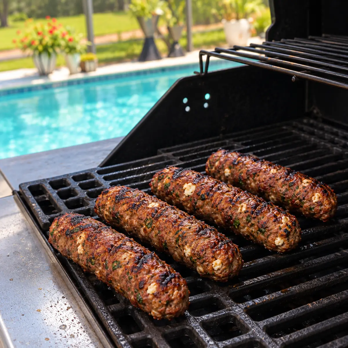 Preparation step for Greek Meatloaf Hot Dogs.