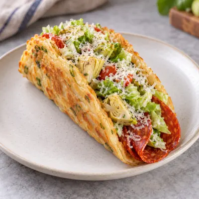 Quick & Easy — Antipasto Salad Pancake Taco