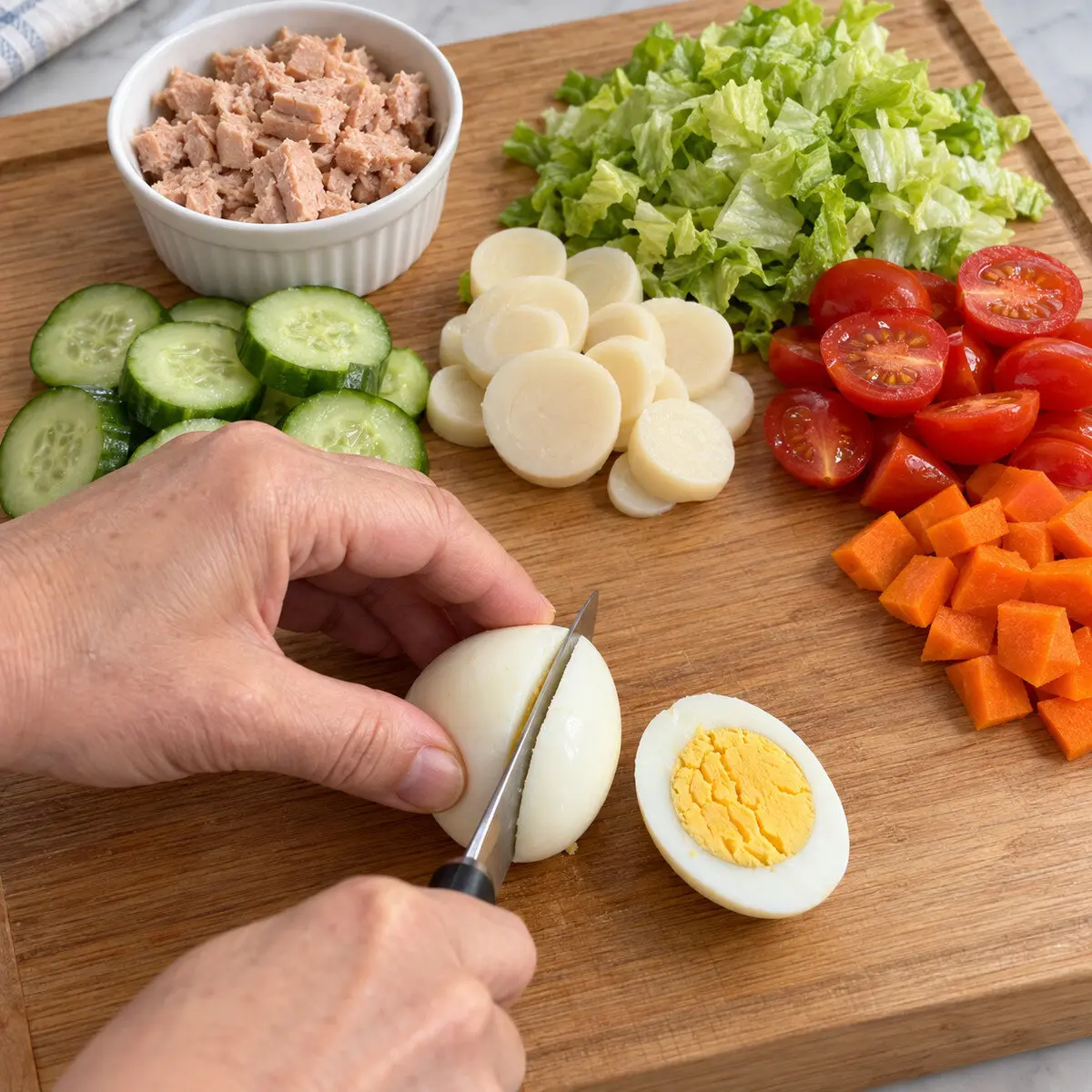 Preparation step for My Favorite Weekday Salad.