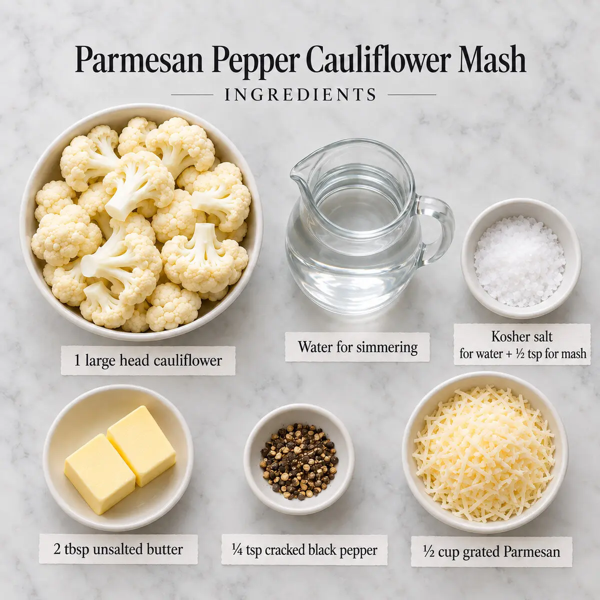Preparation step for Parmesan Pepper Cauliflower Mash.
