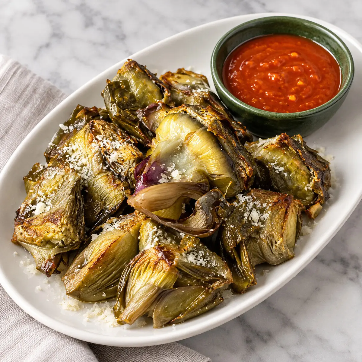 Roasted Korean Parmesan Artichokes