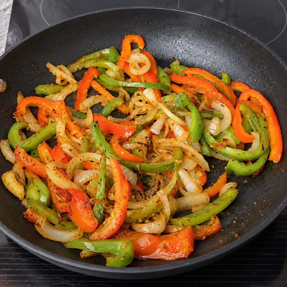 Preparation step for Sonoran Fajita Hot Dogs.