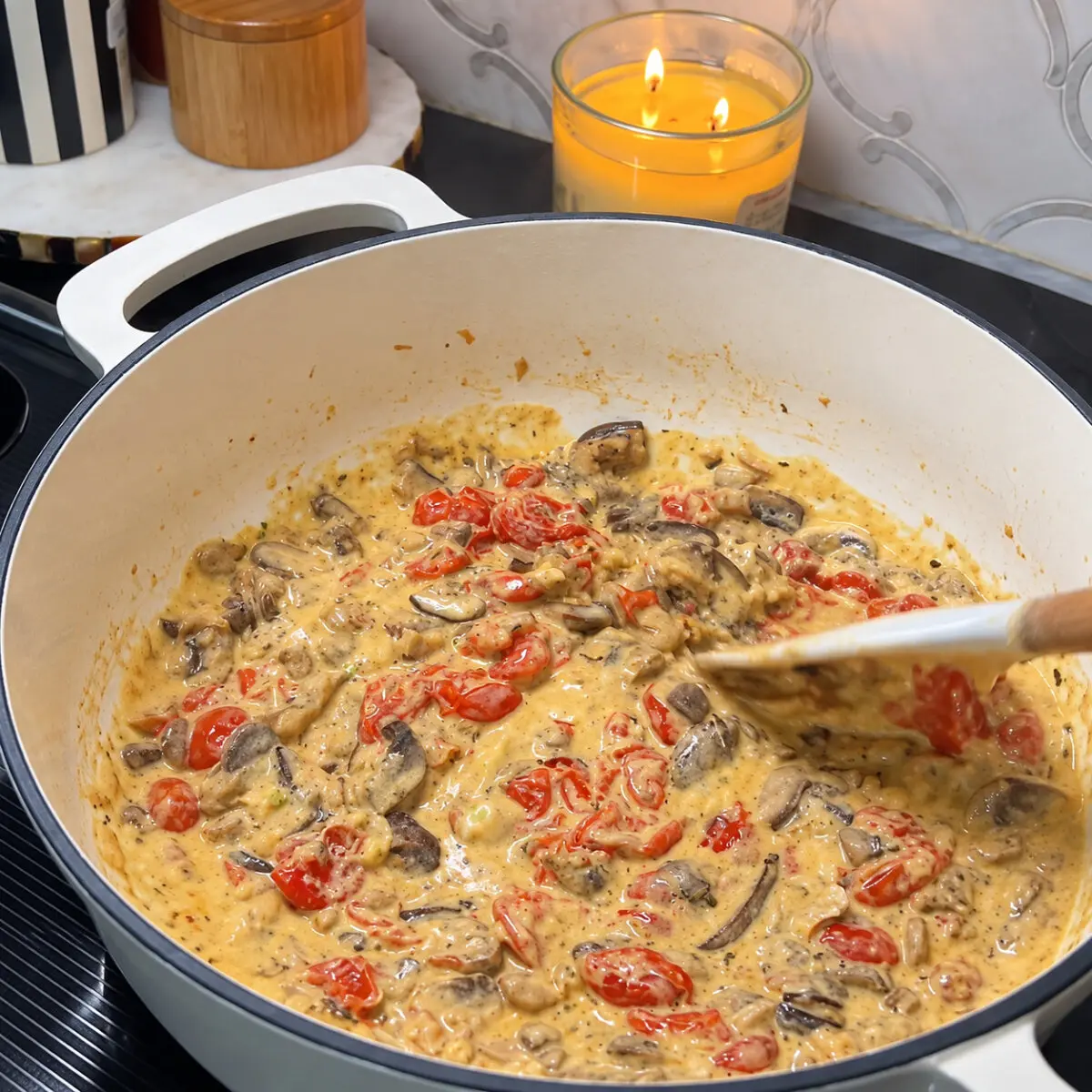 Preparation step for Loaded Mushroom Gruyère Cavatelli.