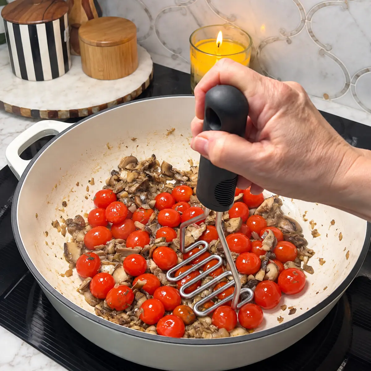 Preparation step for Loaded Mushroom Gruyère Cavatelli.