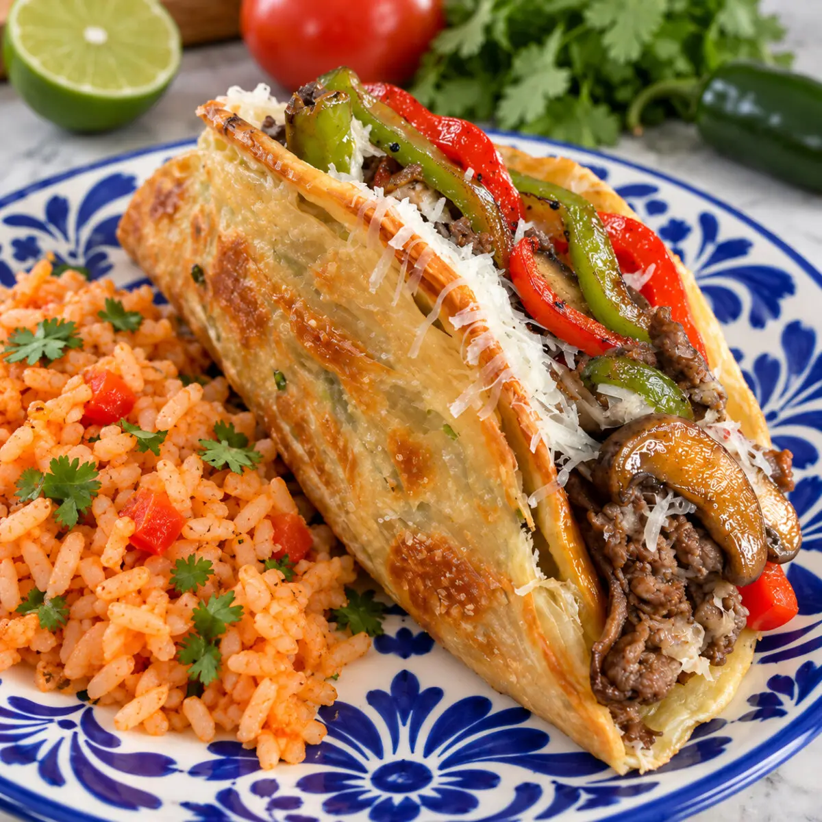 Cheesesteak Scallion Pancake Taco