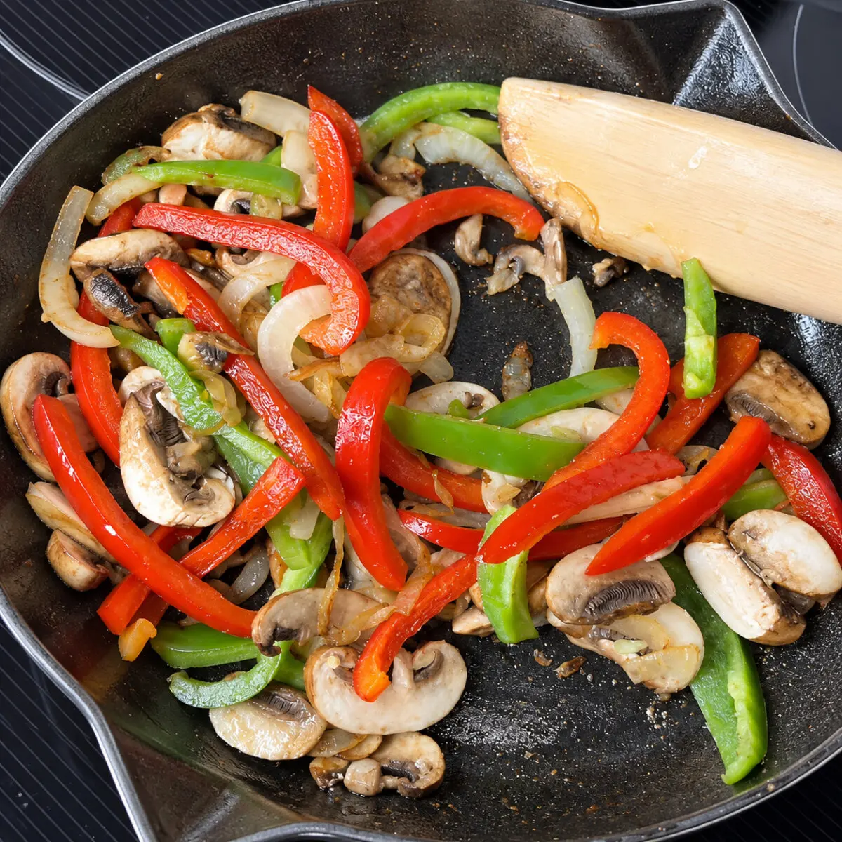 Preparation step for Cheesesteak Scallion Pancake Taco.