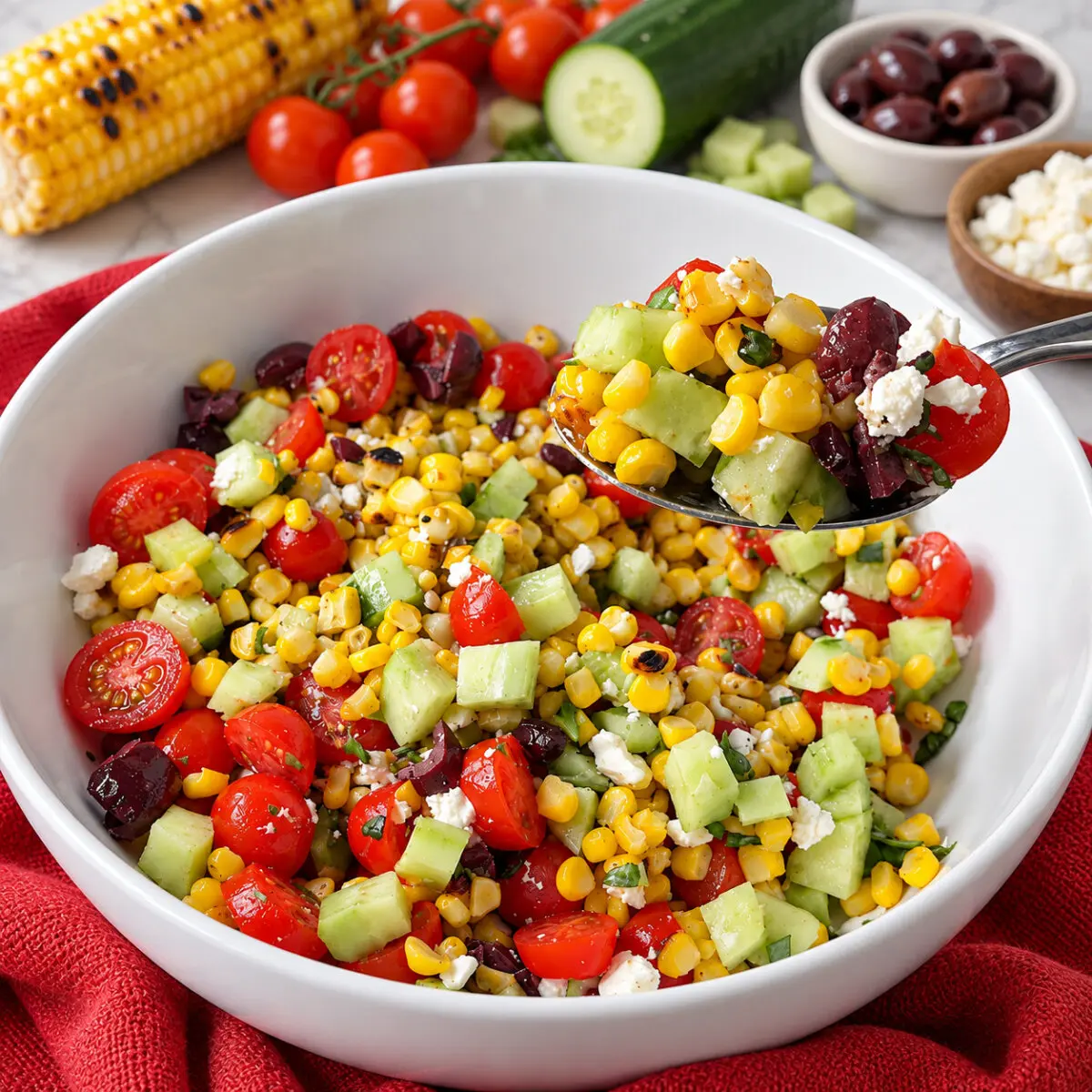 Grilled Corn Greek Salad