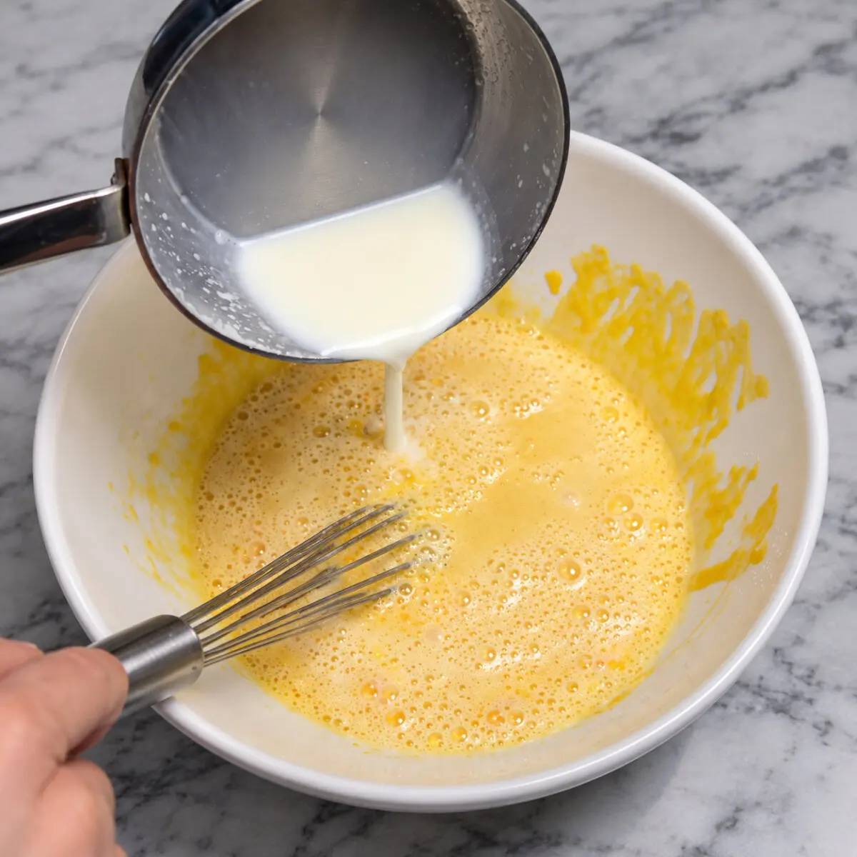 Preparation step for Pumpkin Coffee Cake with Portuguese Custard Filling.