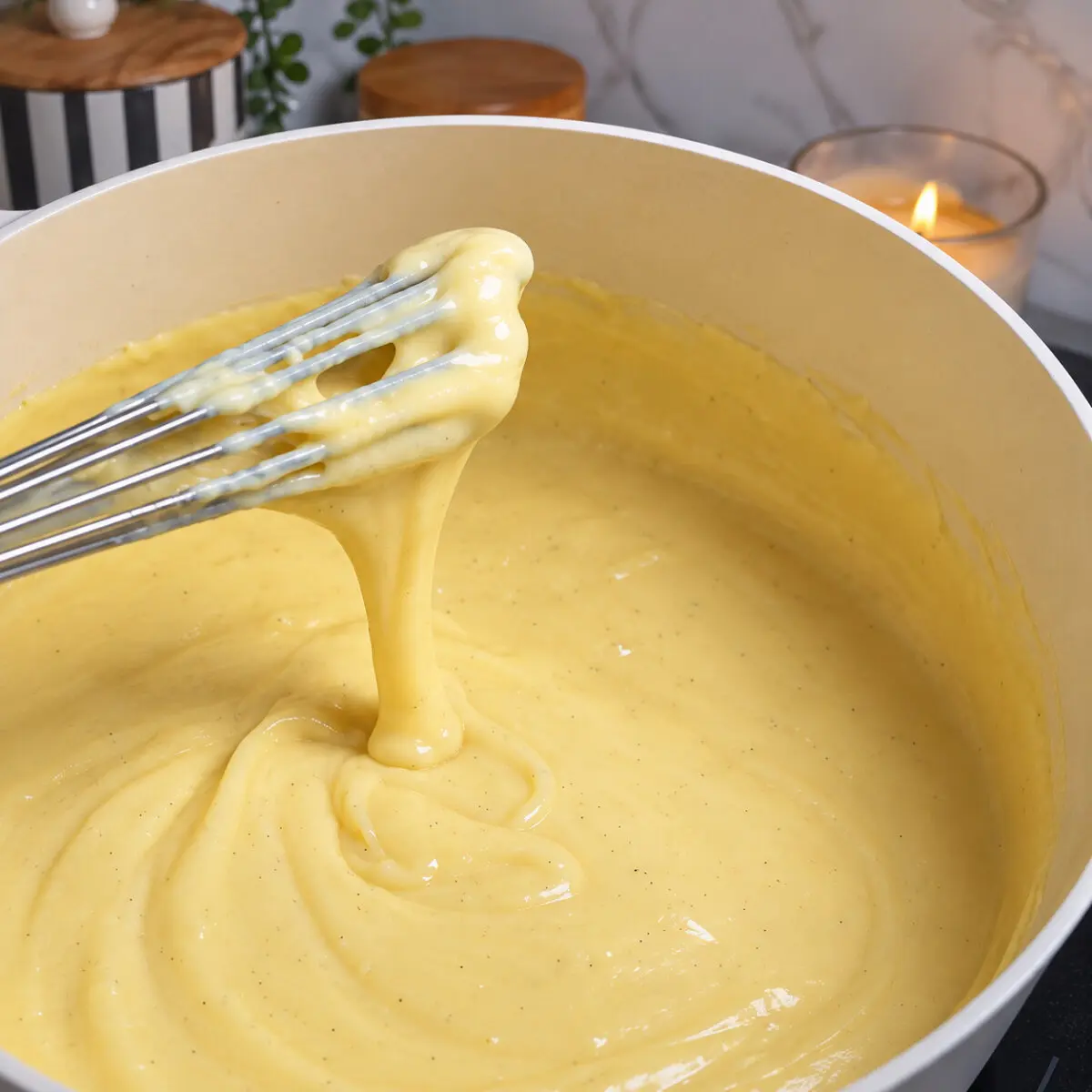 Preparation step for Pumpkin Coffee Cake with Portuguese Custard Filling.