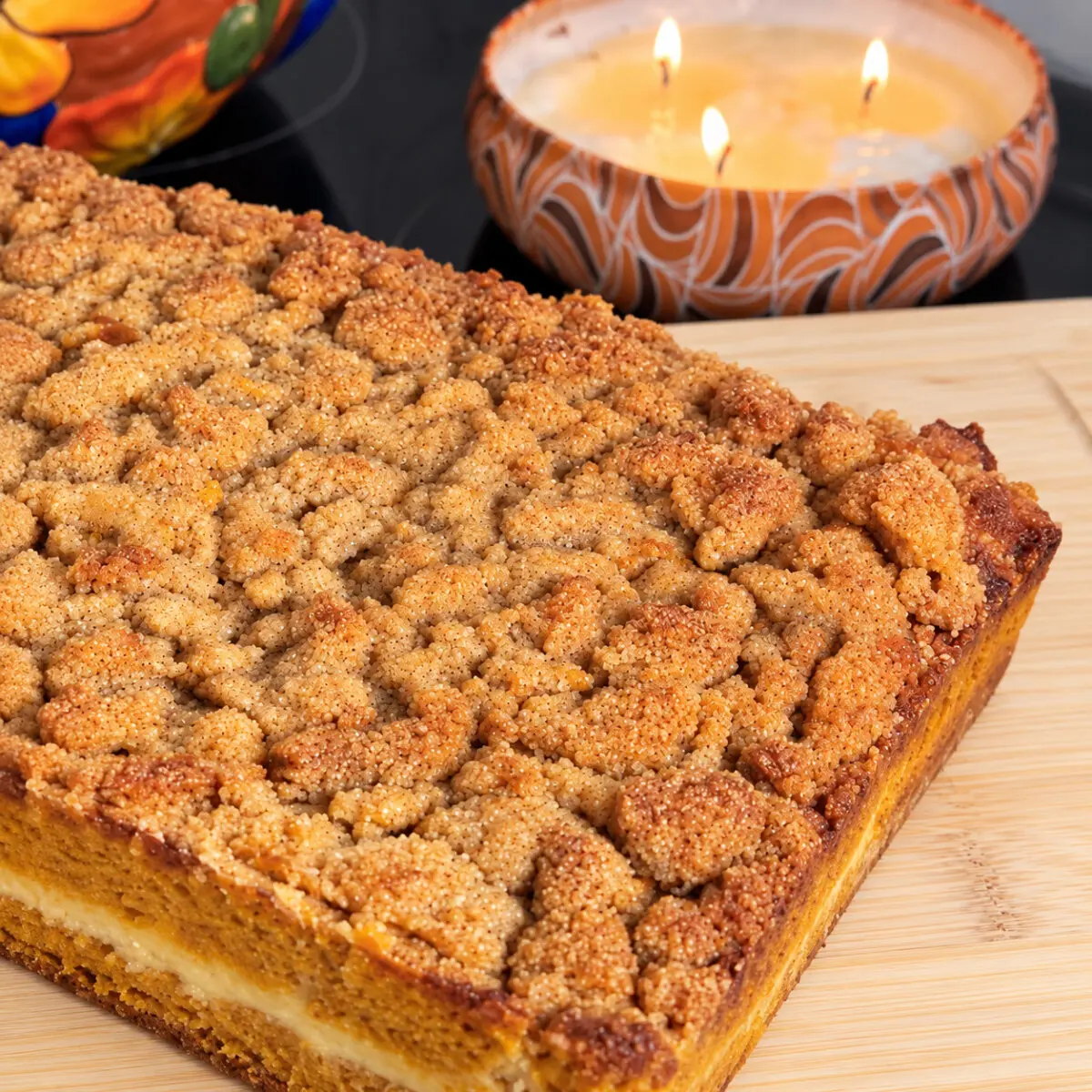 Pumpkin Coffee Cake with Portuguese Custard Filling