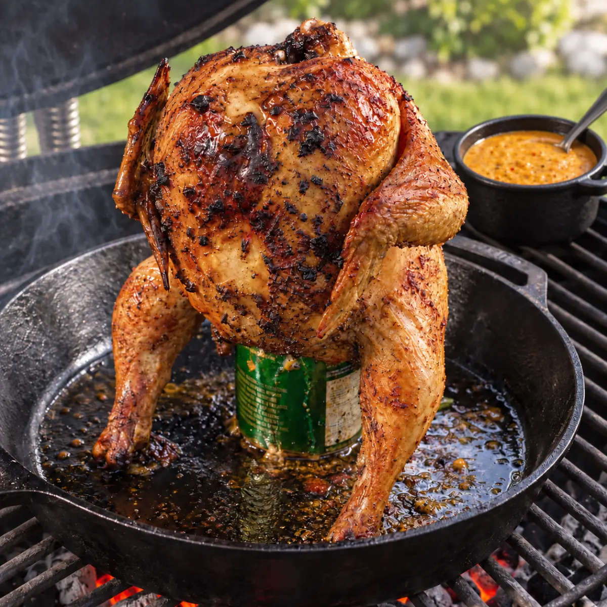 Beer Can Chicken with Coconut Pineapple Peri Peri Sauce