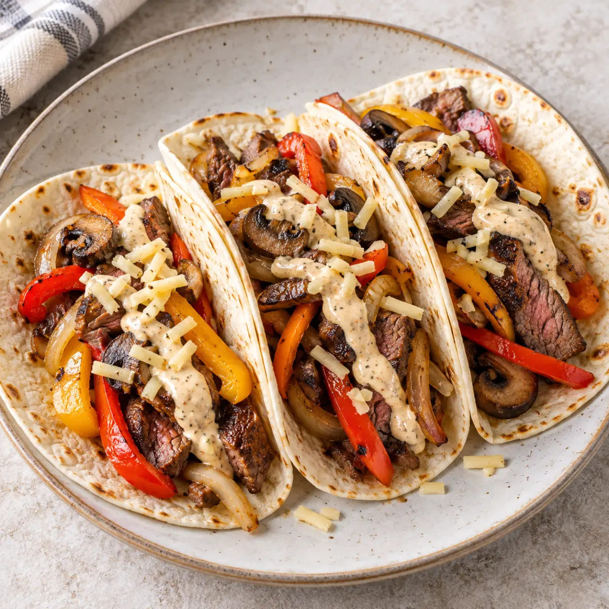 Cajun Steak Fajita Tacos with Remoulade Sauce