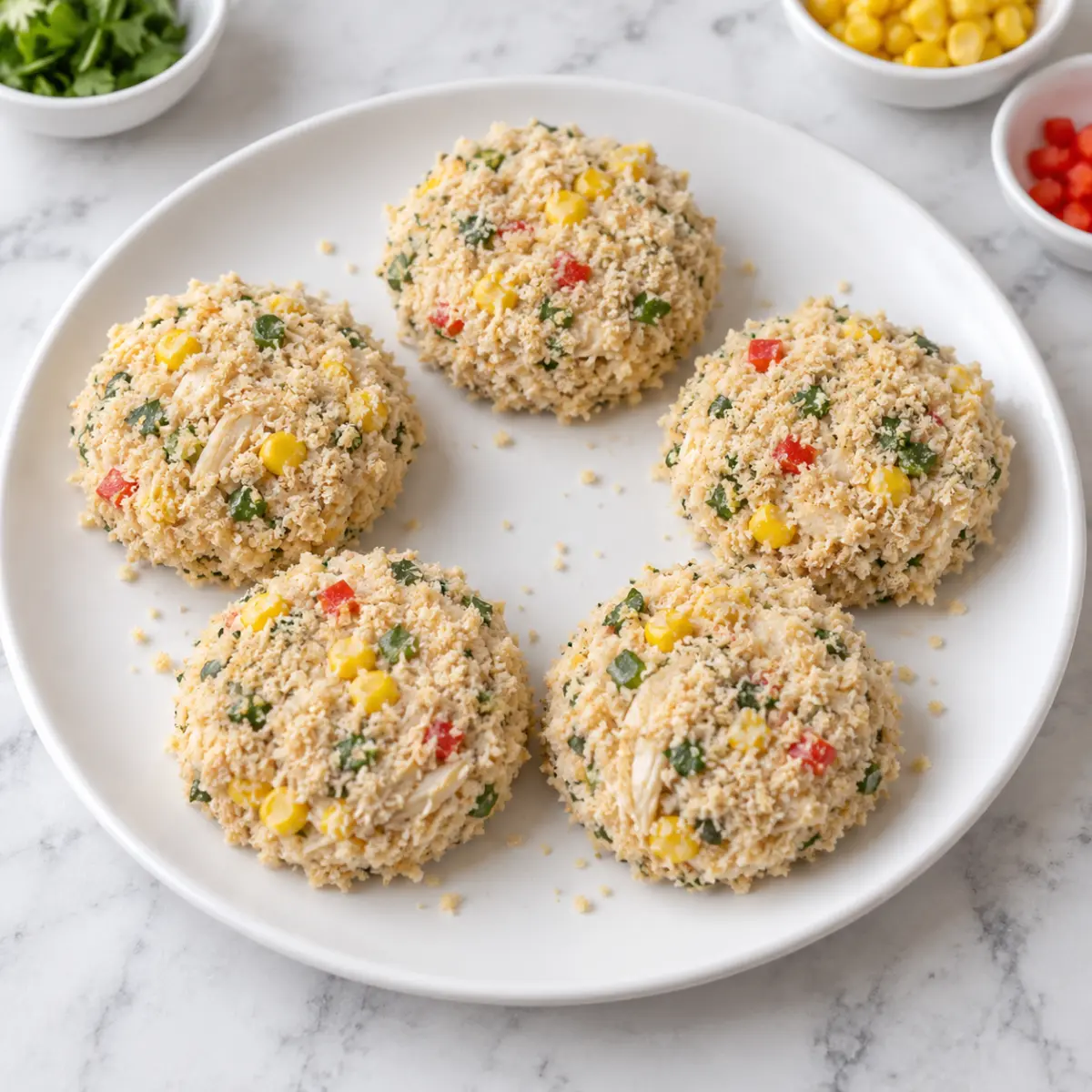 Preparation step for South of the Border Crab Cakes.