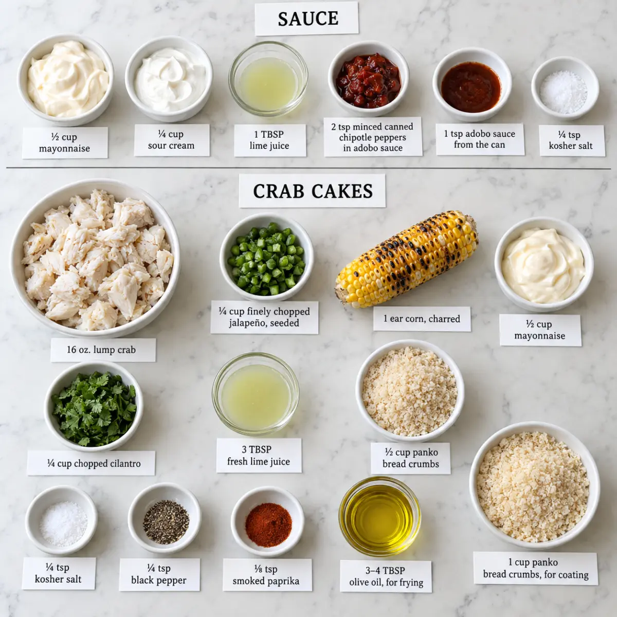 Preparation step for South of the Border Crab Cakes.