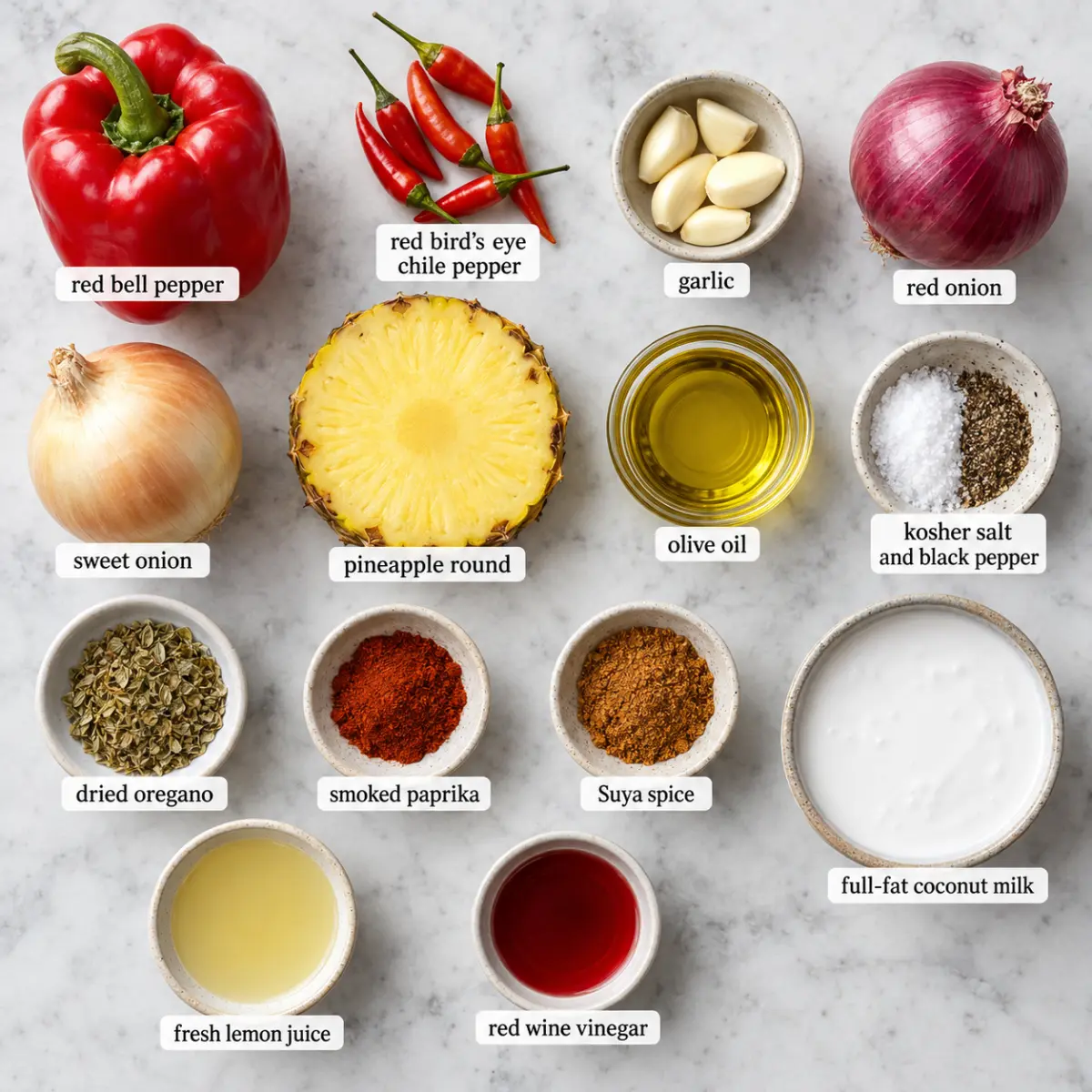 Ingredients for Coconut Pineapple Peri Peri Sauce.