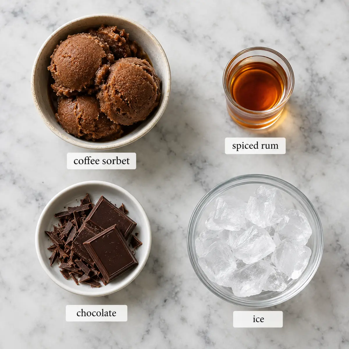 Ingredients for Coffee Sorbettini.