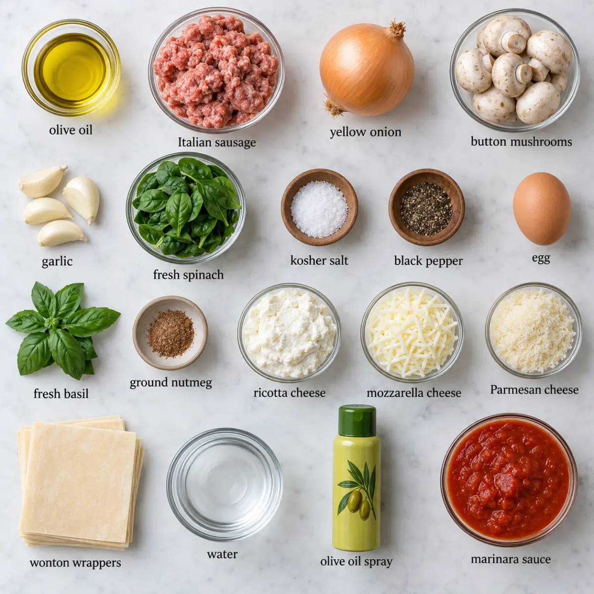 Ingredients for Lasagna Shumai Dumplings.