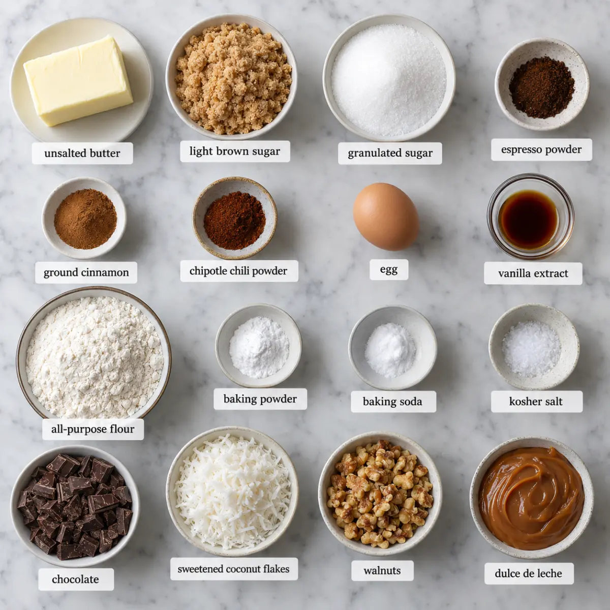Ingredients for Mexican Chocolate Chip Cookies.