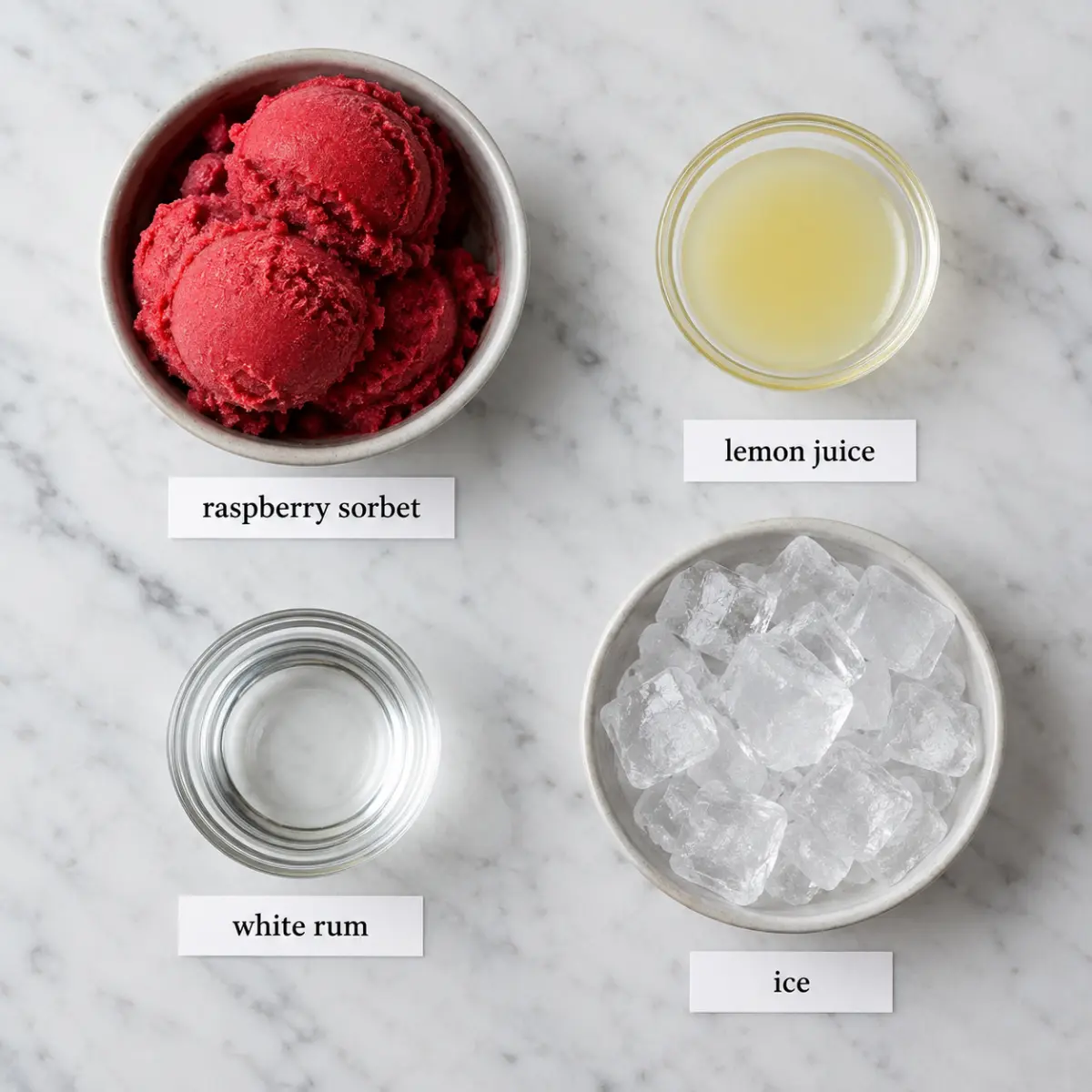 Ingredients for Raspberry Sorbettini.