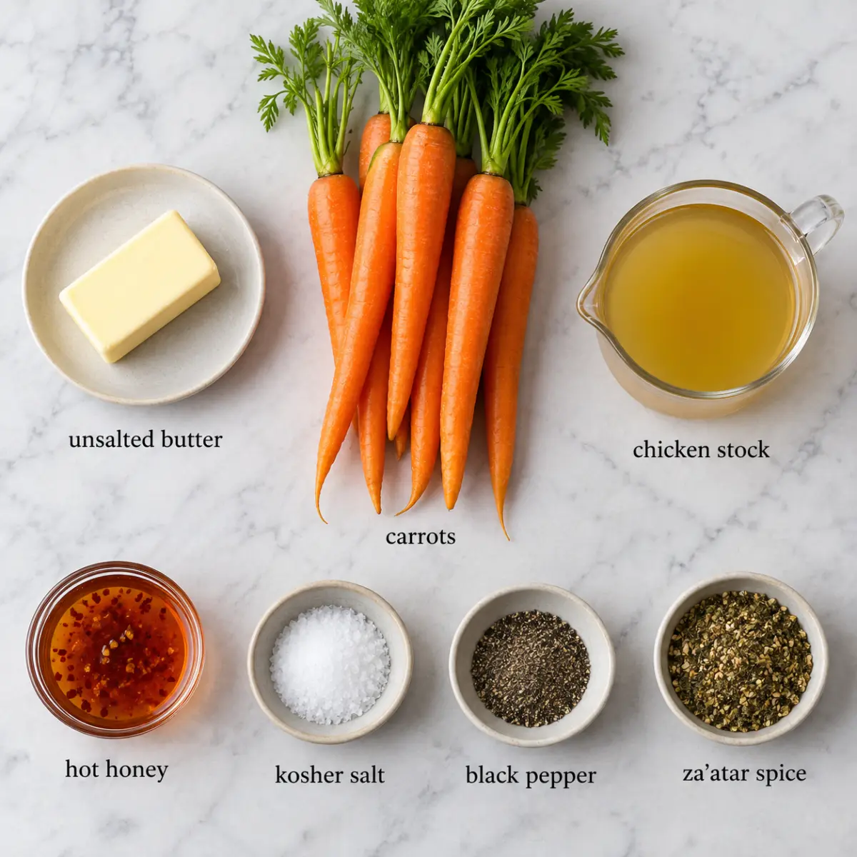 Ingredients for Za’atar-Spiced Sweet and Spicy Carrots.