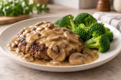 Irish Salisbury Steak with Mushroom Stout Sauce