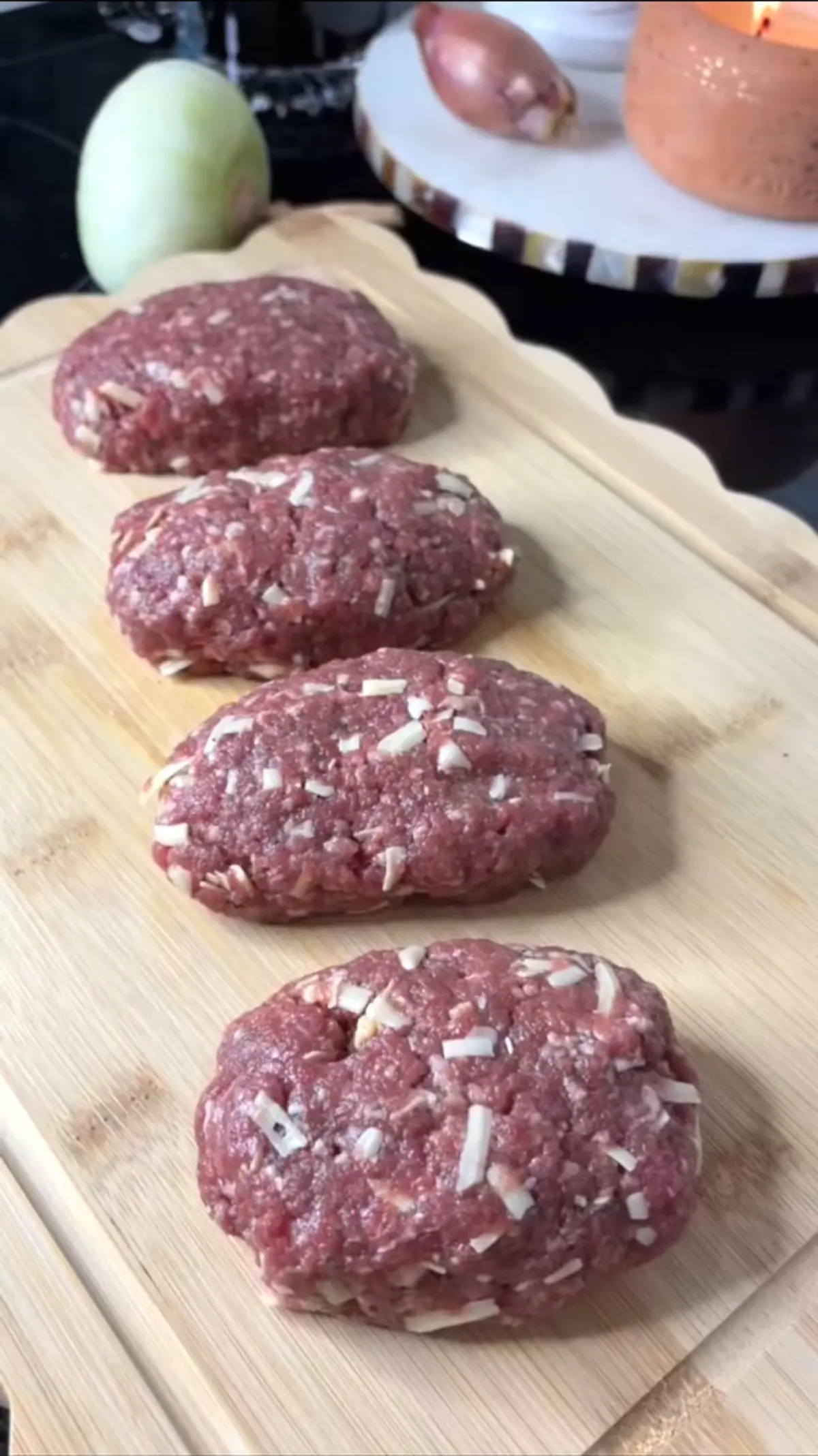 Preparation step for Irish Salisbury Steak with Mushroom Stout Sauce.