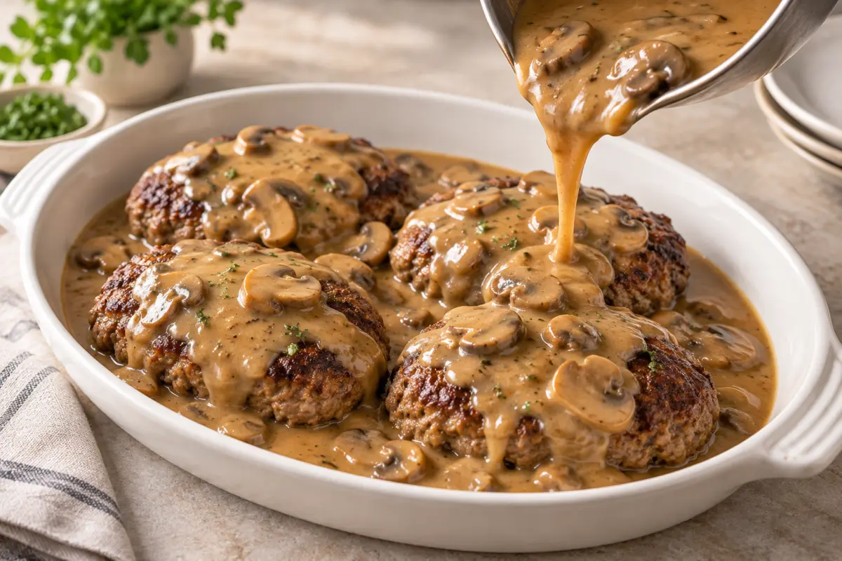 Irish Salisbury Steak with Mushroom Stout Sauce