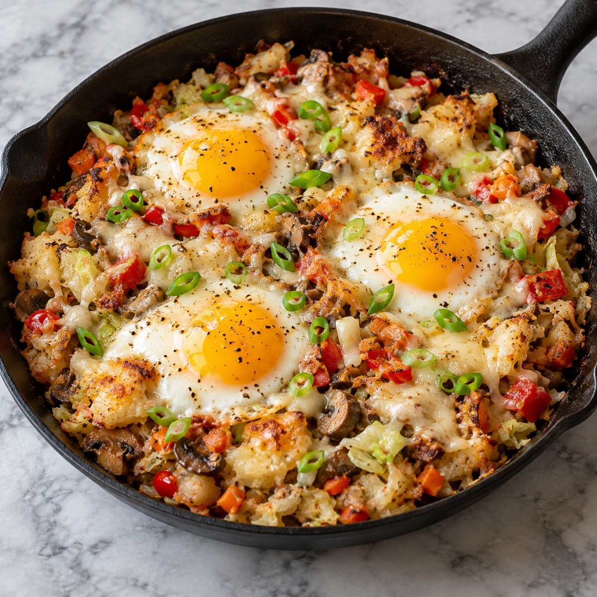 Breakfast Skillet with Sunny Eggs — AI-generated illustration of the selected leftover recipe.