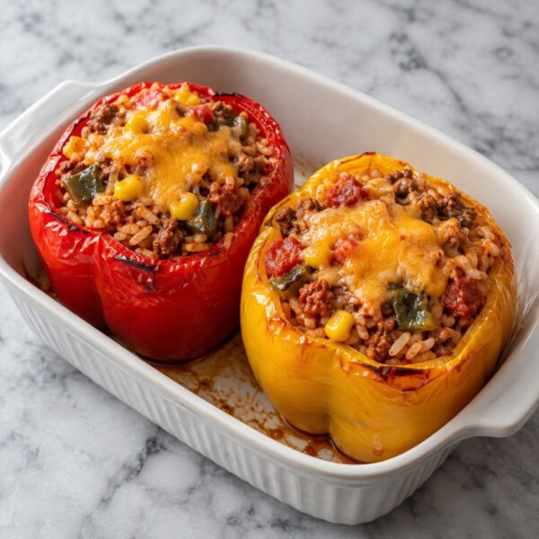 Dirty Rice–Stuffed Bell Peppers (baked)