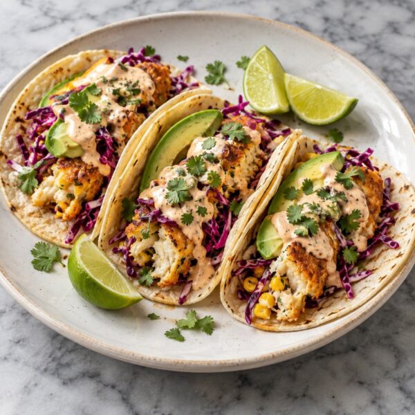 Southwest Crab Cake Tacos with Lime-Cilantro Slaw