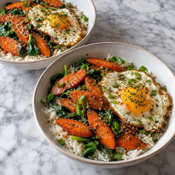 Za’atar Hot-Honey Carrot Rice Bowl with Fried Eggs (2 servings)
