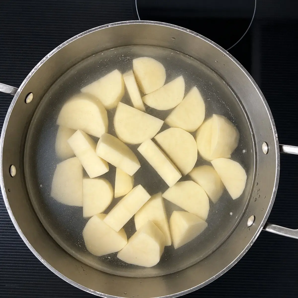 Preparation step for Loaded Baked Potato Pierogies.