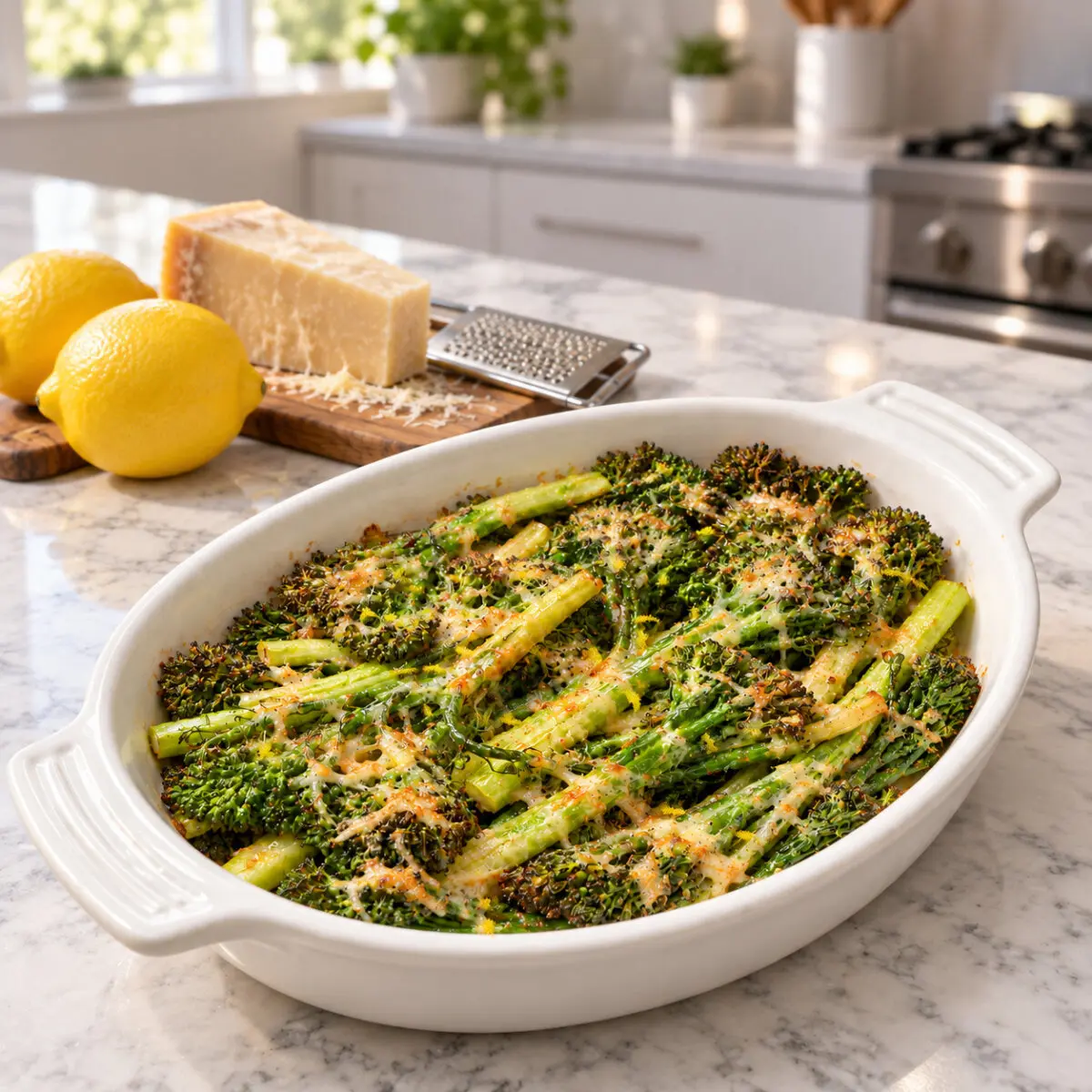 Oven-Roasted Broccolini with Lemon Zest and Parmesan