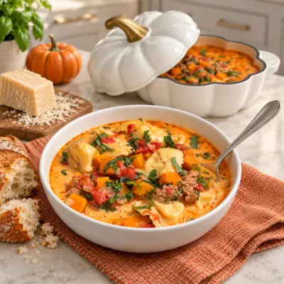 Spicy Sausage and Pumpkin Tortellini Soup
