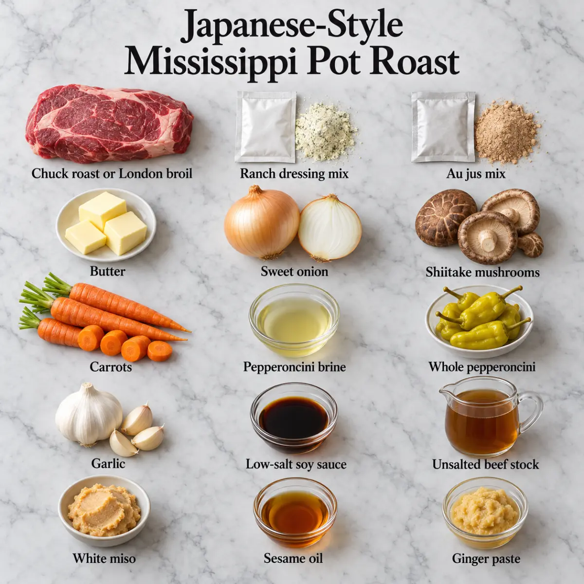 Preparation step for Japanese-Style Mississippi Pot Roast.